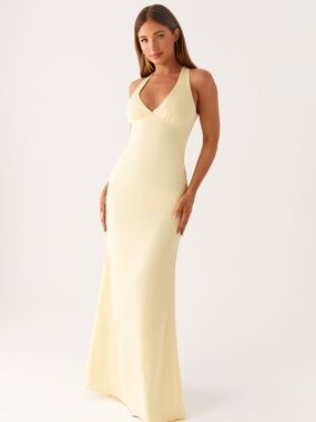 Butter Yellow Halter Gown